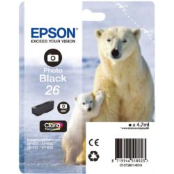 Epson 26 Claria Premium Ink, Ink Cartridge, Photo Black Single Pack, C13T26114010